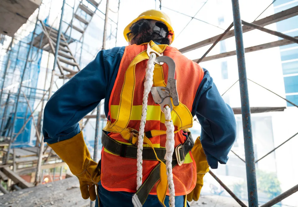 worker putting safety gears before demolition work