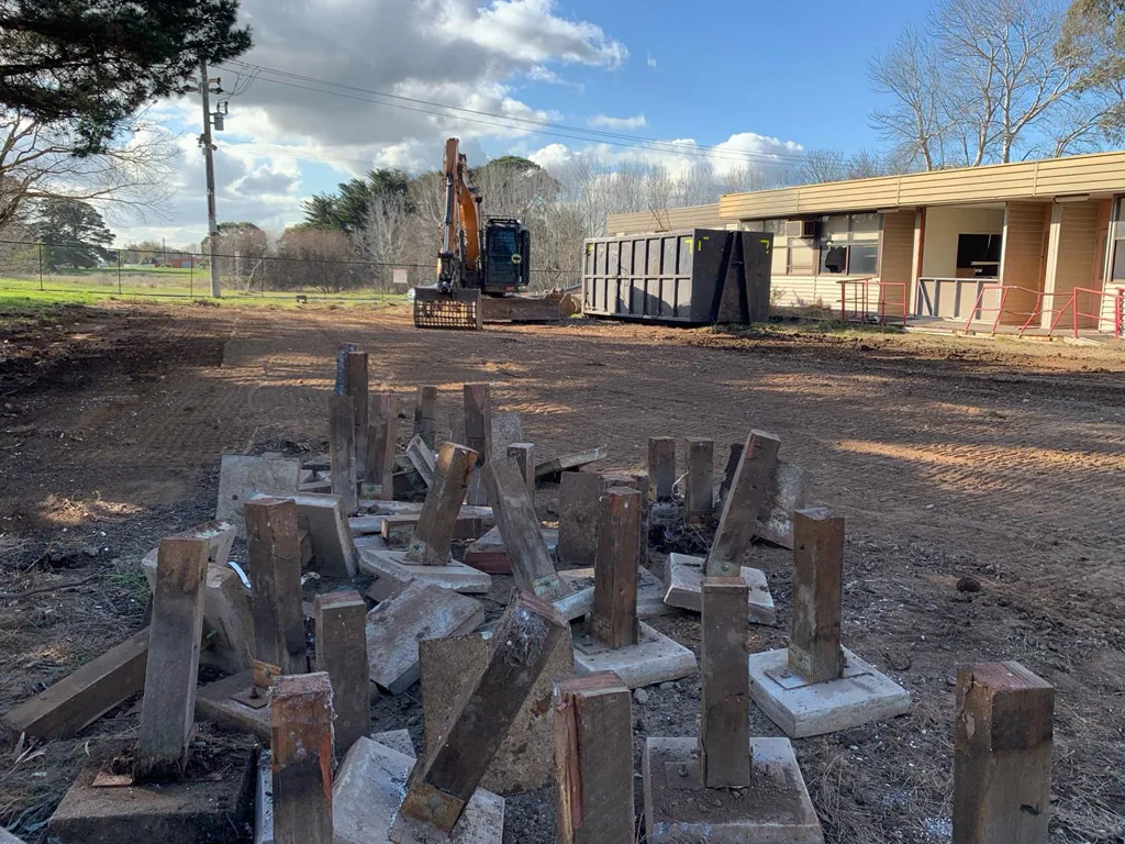 The demolition of a secondary school