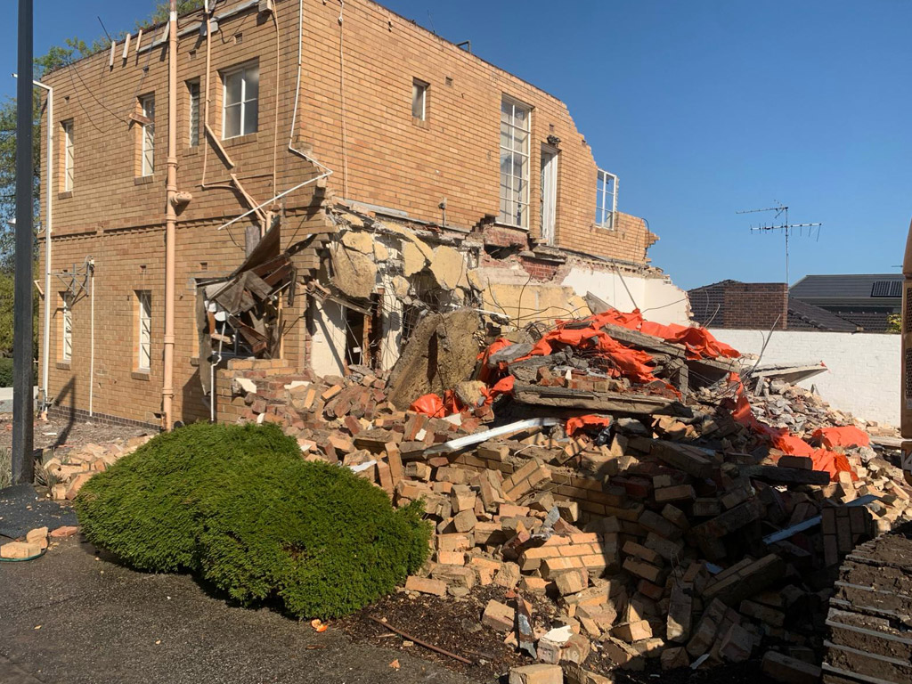 The demolition of school building